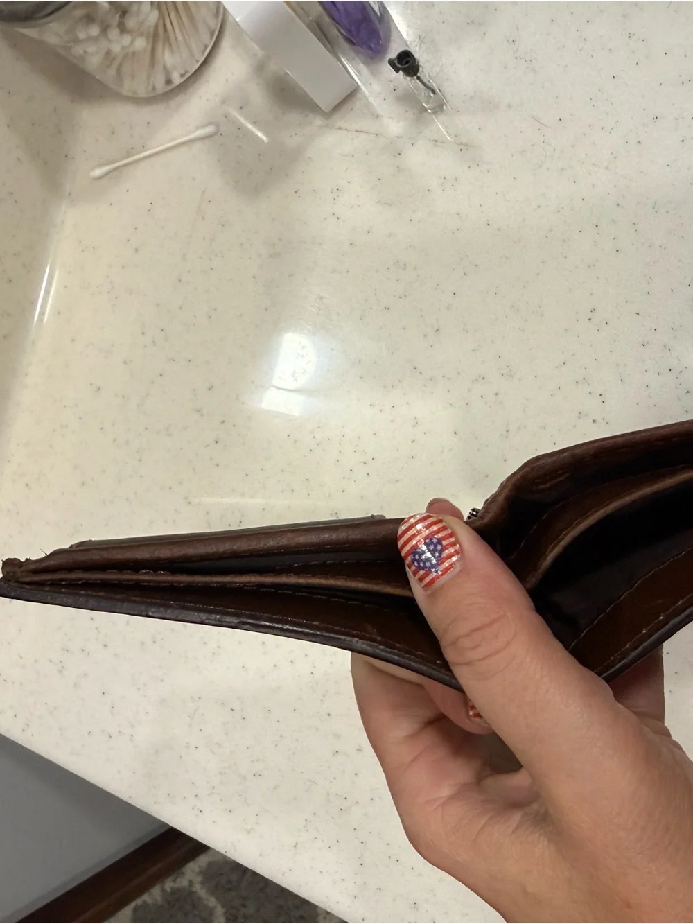 Leather Tooled Bifold Wallet in Brown and Black